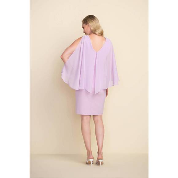 Joseph Ribkoff Woven Twill A-Line Dress With Chiffon Overlay Petal Pink 261708-4475